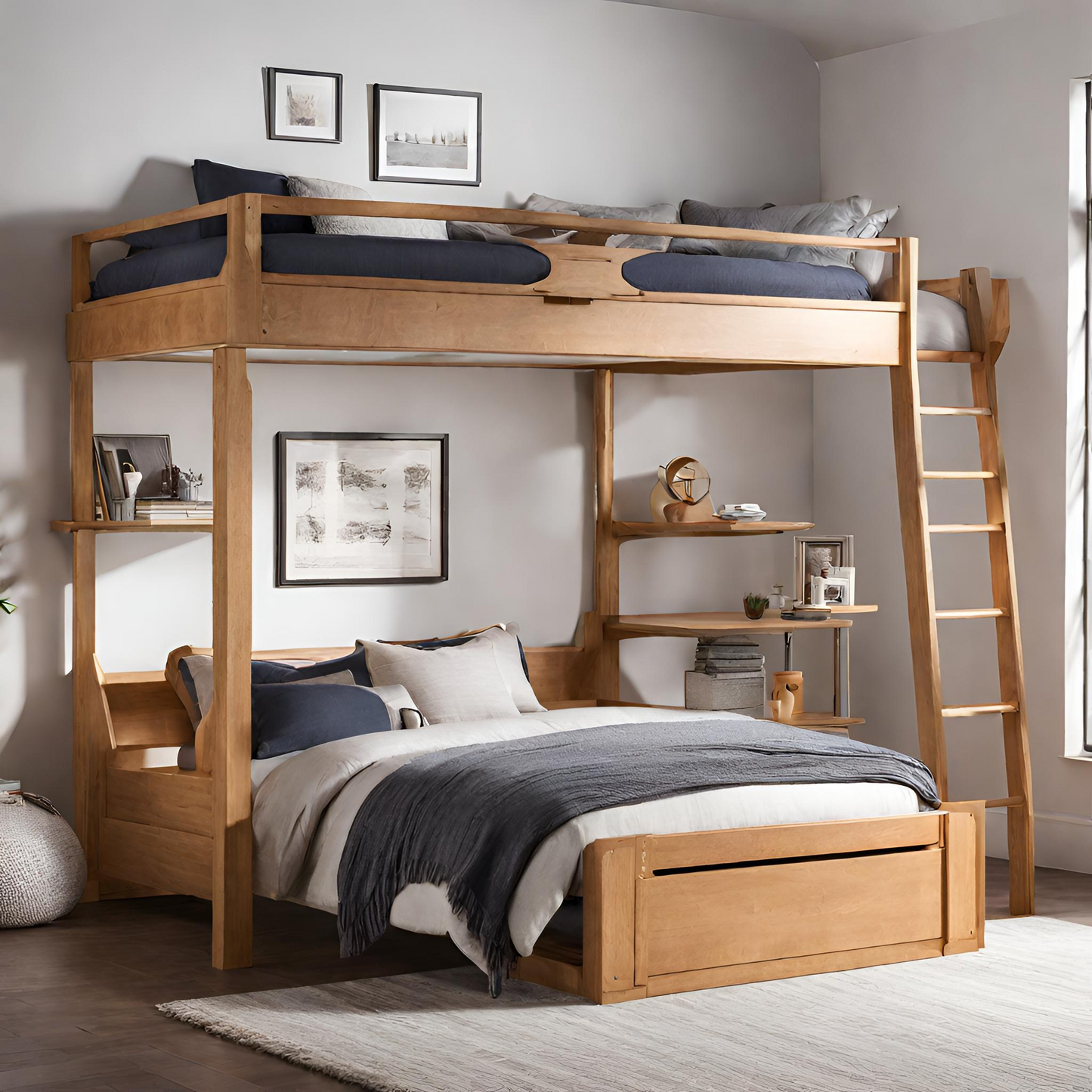 Demo Loft Bed with Freestanding Bed Underneath