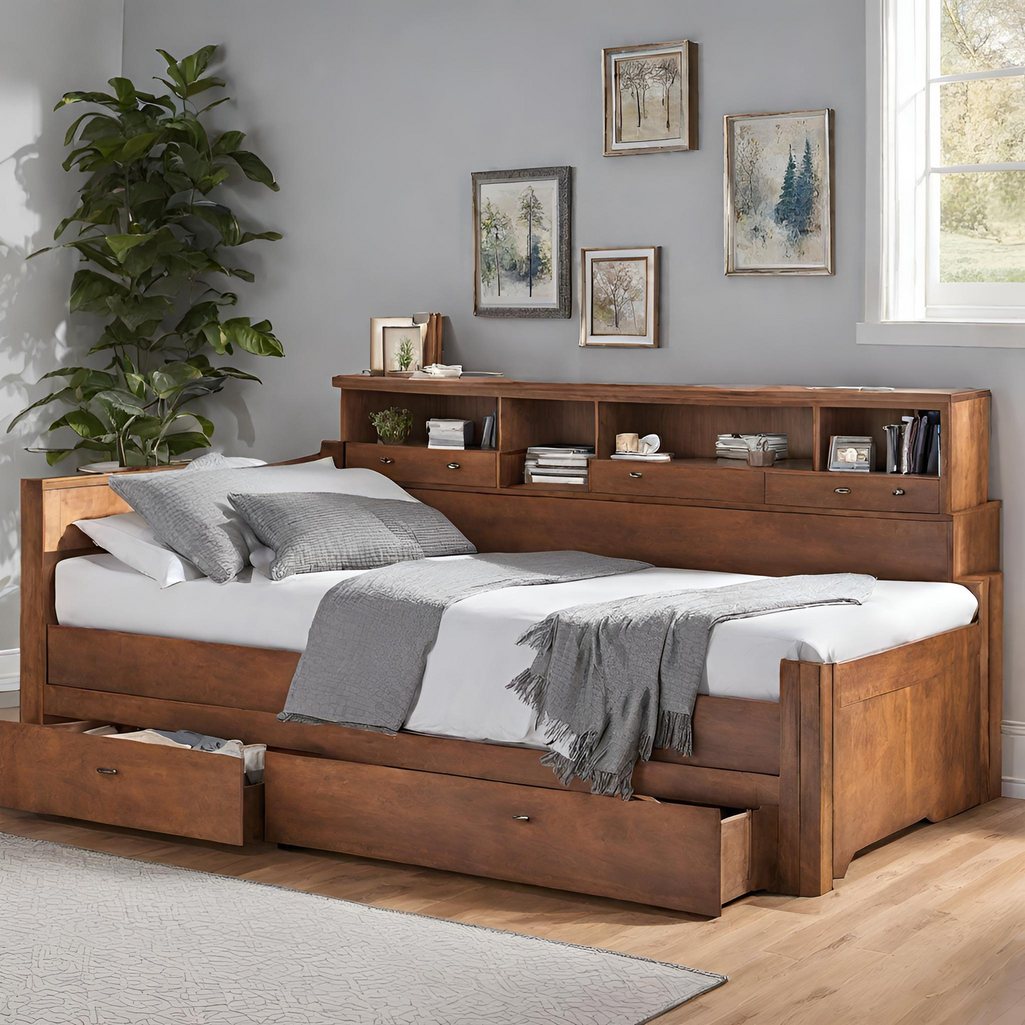 Demo Corner Storage Daybed with Storage Headboard